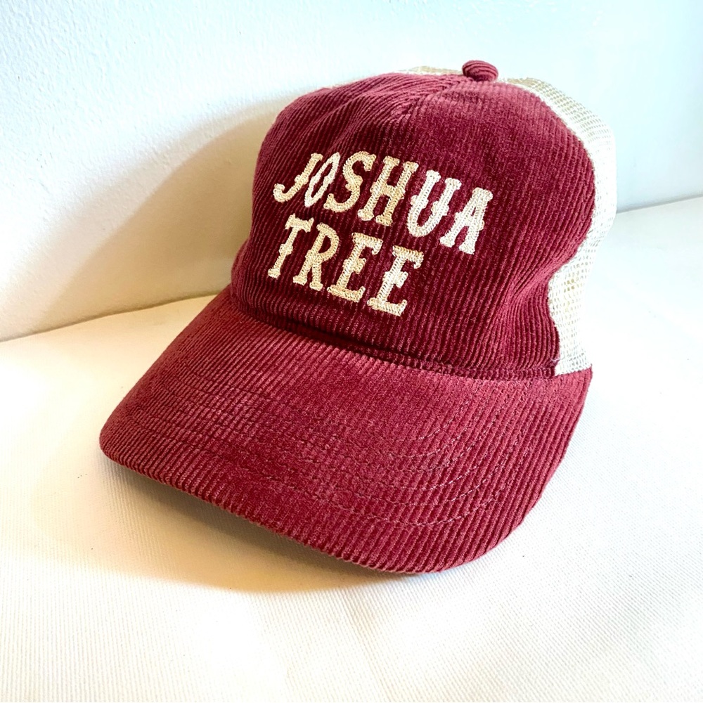 Joshua Tree Trucker Hat Ball  NWOT Maroon Corduroy Mesh Adjustable Mad Engine
